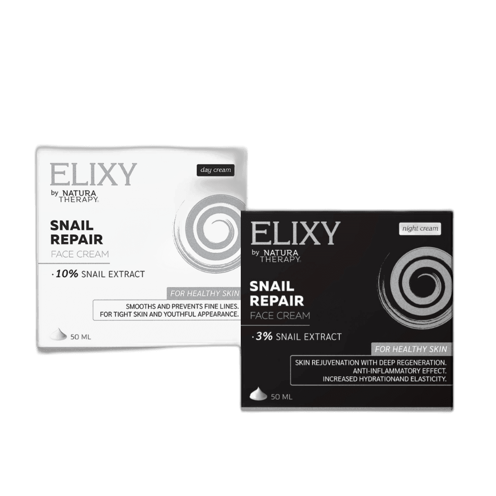 ELIXY Snail Repair face cream (нощен крем) + ELIXY Snail Repair face cream (дневен крем) – колаген на прах | NaturaTherapy – натурални добавки от България
